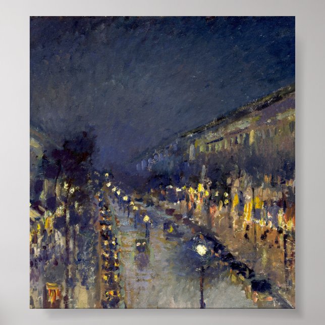 Der Boulevard Montmartre in der Nacht Poster (Vorne)