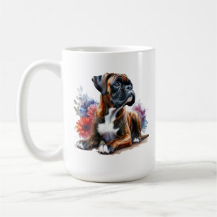 Der Boxer unter den Blume in Wasserfarbe Kaffeetasse