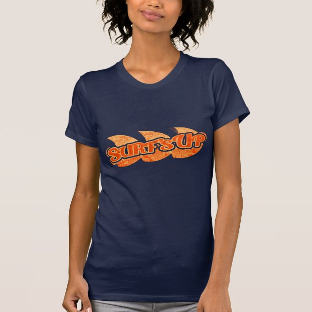 Der Brandung herauf Damen-Leuchtorange bewegt auf T-Shirt (Vorderseite)