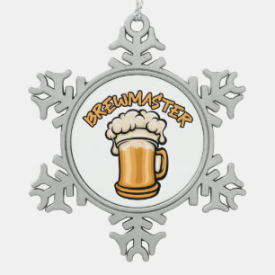 Der Braumeister braucht einen Bierkrug Schneeflocken Zinn-Ornament