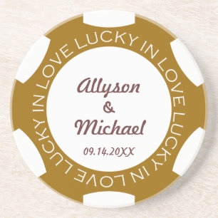 Der braune Poker-Chip zum Glück beim Hochzeitstag  Untersetzer