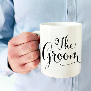 Der Bräutigam Elegant Schwarze Schrift Hochzeit Kaffeetasse