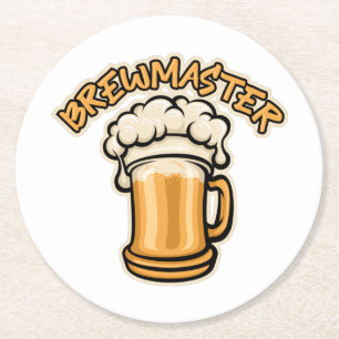 Der Brewmaster braucht eine Bier-Tasse Runder Pappuntersetzer