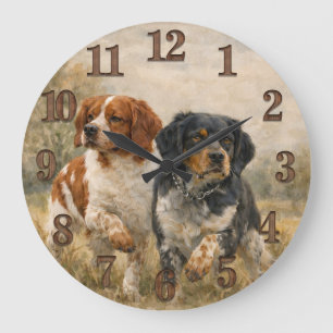 Der Brittany Spaniel Große Wanduhr