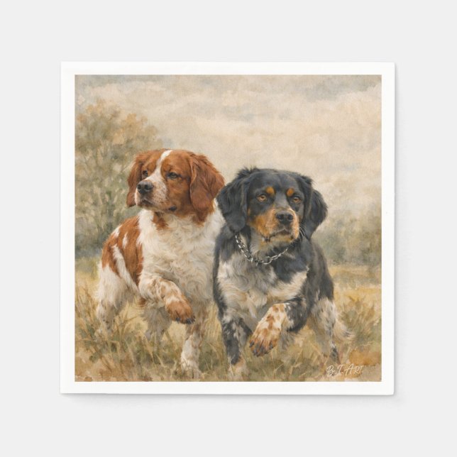 Der Brittany Spaniel  Serviette (Vorderseite)