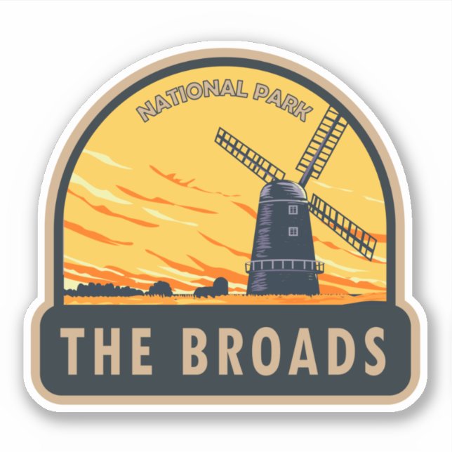 Der Broads Nationalpark England Vintag Aufkleber (Vorderseite)