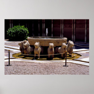 Der Brunnen der Löwen, die Alhambra, Granada, Poster