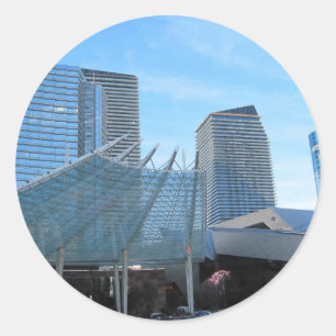 Der Brunnen und die Architektur der Arie in Las Runder Aufkleber