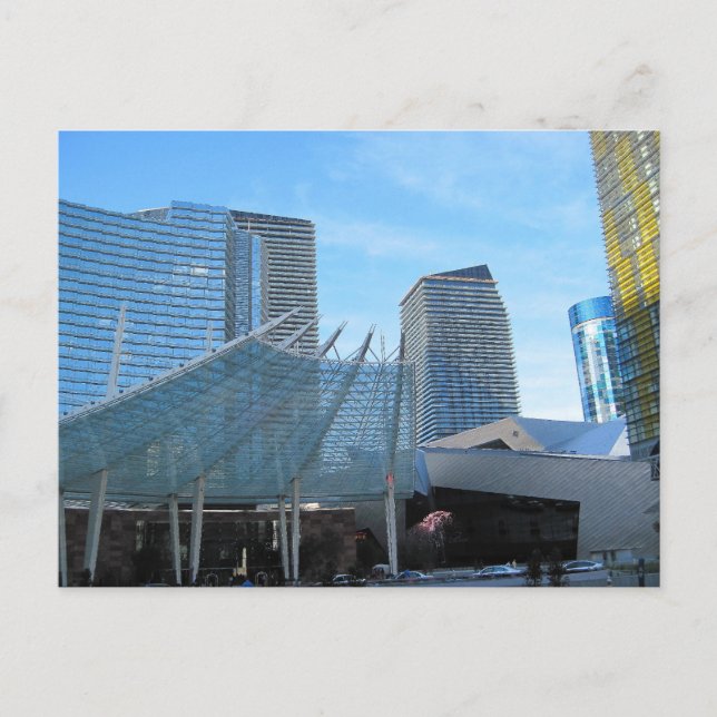Der Brunnen und die Architektur von Aria in Las Ve Postkarte (Vorderseite)