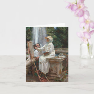 Der Brunnen, Villa Torlonia geklappte Grußkarte Karte