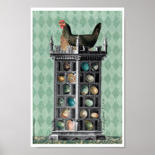 "Der Brutkasten-" Huhn u. Ei-Druck Poster