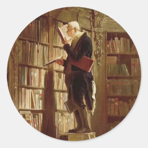 Der Bücherwurm Runder Aufkleber