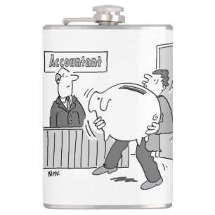 Der Buchhalter hat einen Kunden bei der Giant Pigg Flachmann