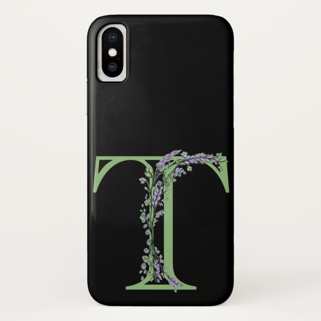 Der Buchstabe T Monogramm Lavender Eucalyptus Case-Mate iPhone Hülle (Rückseite)