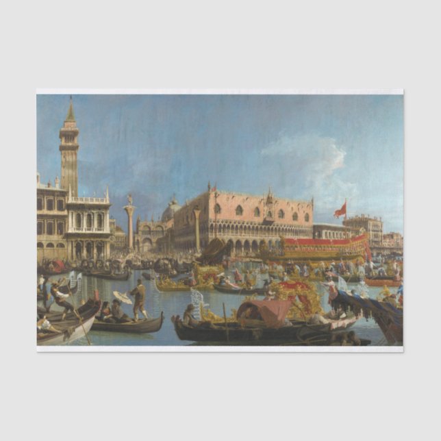 Der Bucintoro, der von Canaletto zum Molo zurückke Seidenpapier (Vorderseite)