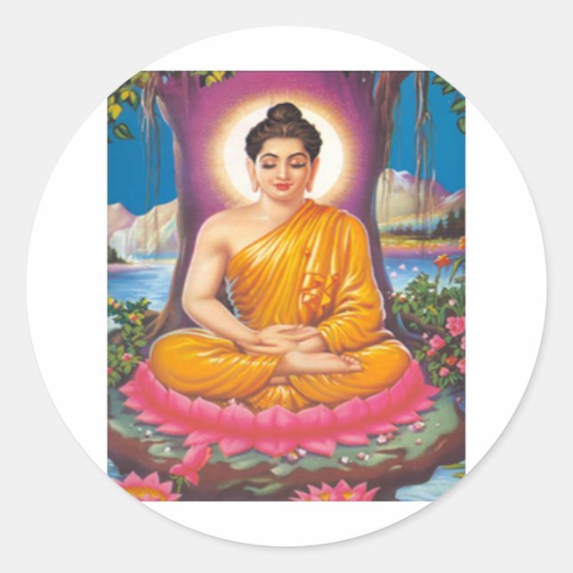 Der Buddha Runder Aufkleber (Vorderseite)