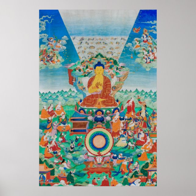 Der Buddha Shakyamuni auf dem Berg Meru Poster (Vorne)