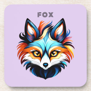 Der Bunte Fuchs - Kopf Portrait Getränkeuntersetzer
