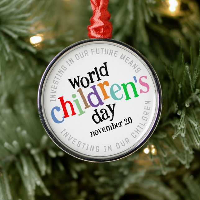 Der bunte glückliche Weltkindertag Ornament Aus Metall (Baum)
