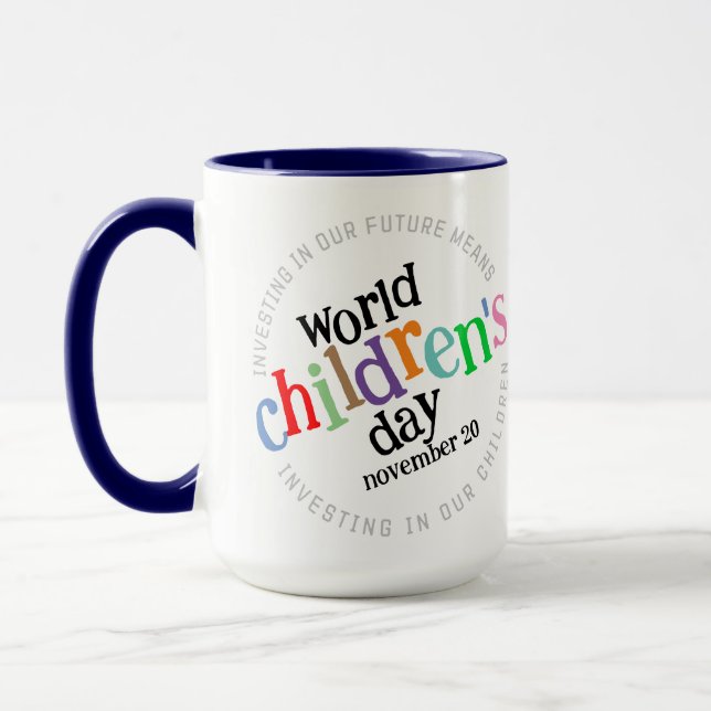 Der bunte glückliche Weltkindertag Tasse (Links)