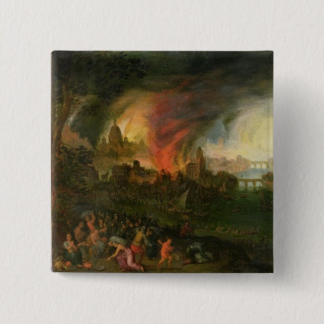 Der Burning von Troja (Öl auf Kupfer) Button (Vorderseite)