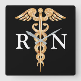 Der Caduceus-Schwarzes der Krankenschwester und Quadratische Wanduhr