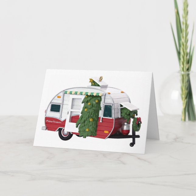 DER *CAMPER* IST BEREIT UND WIR SIND FÜR CHRISTMAS KARTE (Vorderseite)