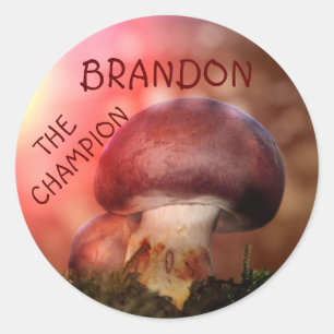 Der Campion mit dem Champignon Runder Aufkleber