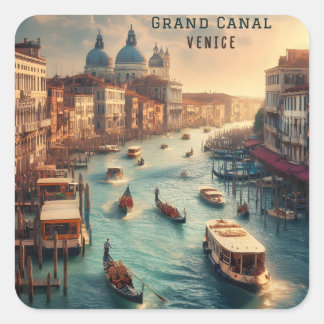 Der Canal Grande in Venedig - Italien Quadratischer Aufkleber