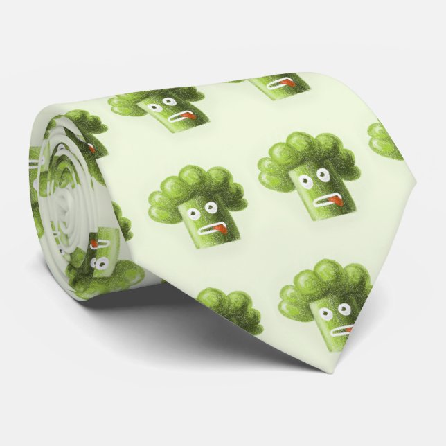 Der Cartoon Broccoli ist gesund Krawatte (Gerollt)