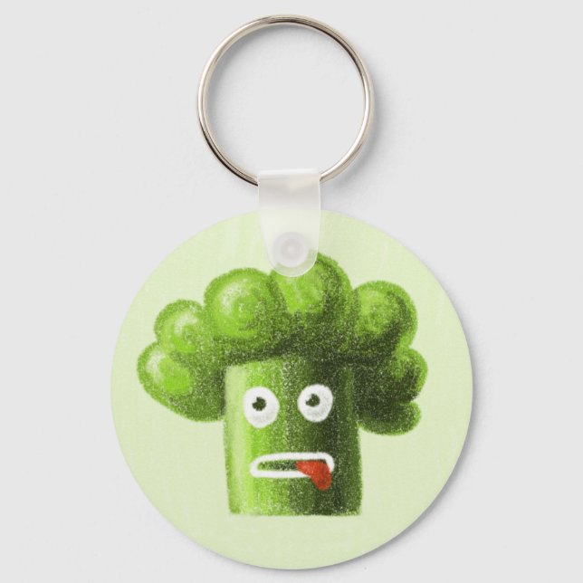 Der Cartoon Broccoli ist gesund Schlüsselanhänger (Vorderseite)