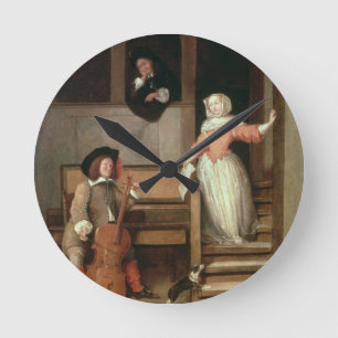 Der cello-Spieler, c.1700 (Öl auf Leinwand) Runde Wanduhr