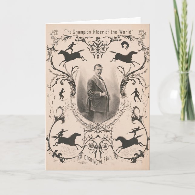 Der Champion Rider der Welt, Charles W. Fish. Karte (Vorderseite)