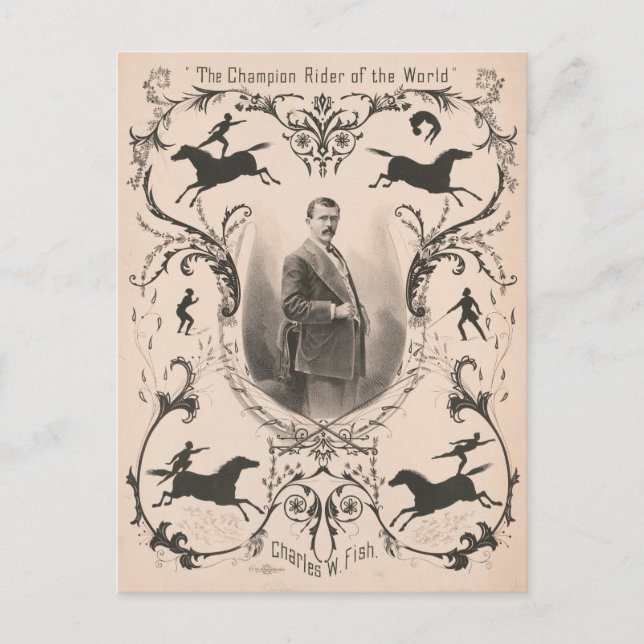 Der Champion Rider der Welt, Charles W. Fish. Postkarte (Vorderseite)