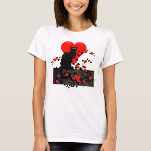 Der Chat Noir mit Rote Rosen T-Shirt