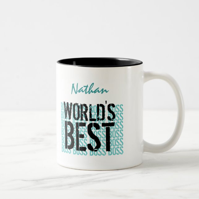 Der Chef-Aqua-Schwarz-Schmutz der Welt bester, der Zweifarbige Tasse (Rechts)