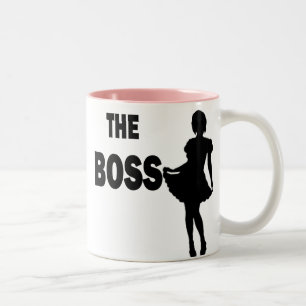 Der Chef < is female > Doppelseite Zweifarbige Tasse