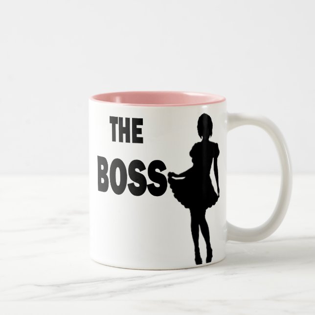 Der Chef < is female > Doppelseite Zweifarbige Tasse (Rechts)