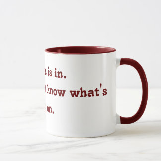 Der Chef ist herein. Er gerade weiß nicht, was Tasse
