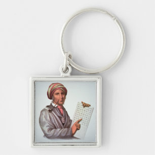 Der Cherokee Gelehrte, Sequoyah (1776-1843) (Farbe Schlüsselanhänger