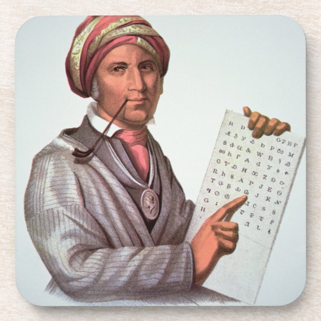 Der Cherokee Gelehrte, Sequoyah (1776-1843) (Farbe Untersetzer (Vorderseite)