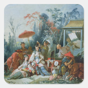 Der chinesische Garten, c.1742 Quadratischer Aufkleber