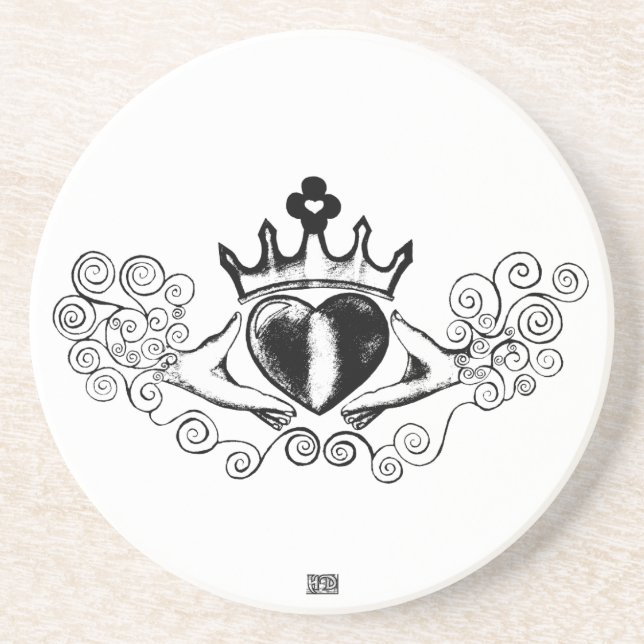 Der Claddagh (schwarz) Getränkeuntersetzer (Vorne)