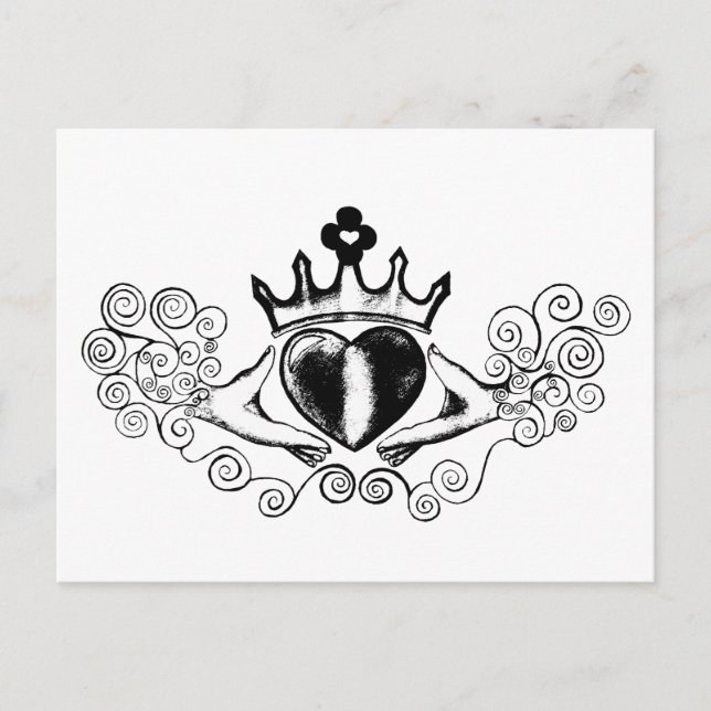 Der Claddagh (schwarz) Postkarte (Vorderseite)