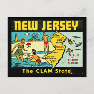 Der Clam-Staat, New Jersey, Vintage Postkarte