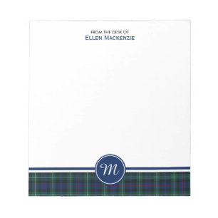 Der Clan-Mackenzietartan-Monogramm-Notizblock Notizblock