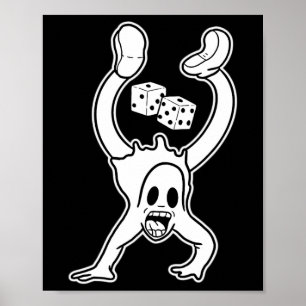 Der Clown Geist Glückswürfel Handstand Gothic Cart Poster