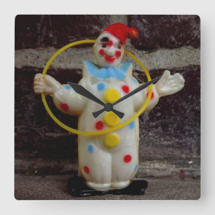 Der Clown Quadratische Wanduhr