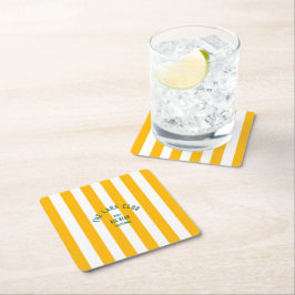 Der Club Custom Wappen Lake Yellow Nautical Strip Rechteckiger Pappuntersetzer