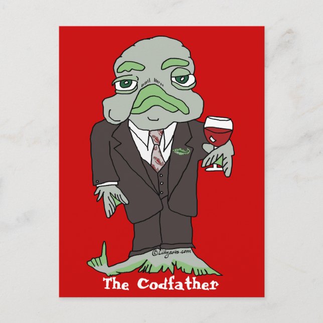 Der Codvater-Cartoon fischen auf der Postkarte (Vorderseite)